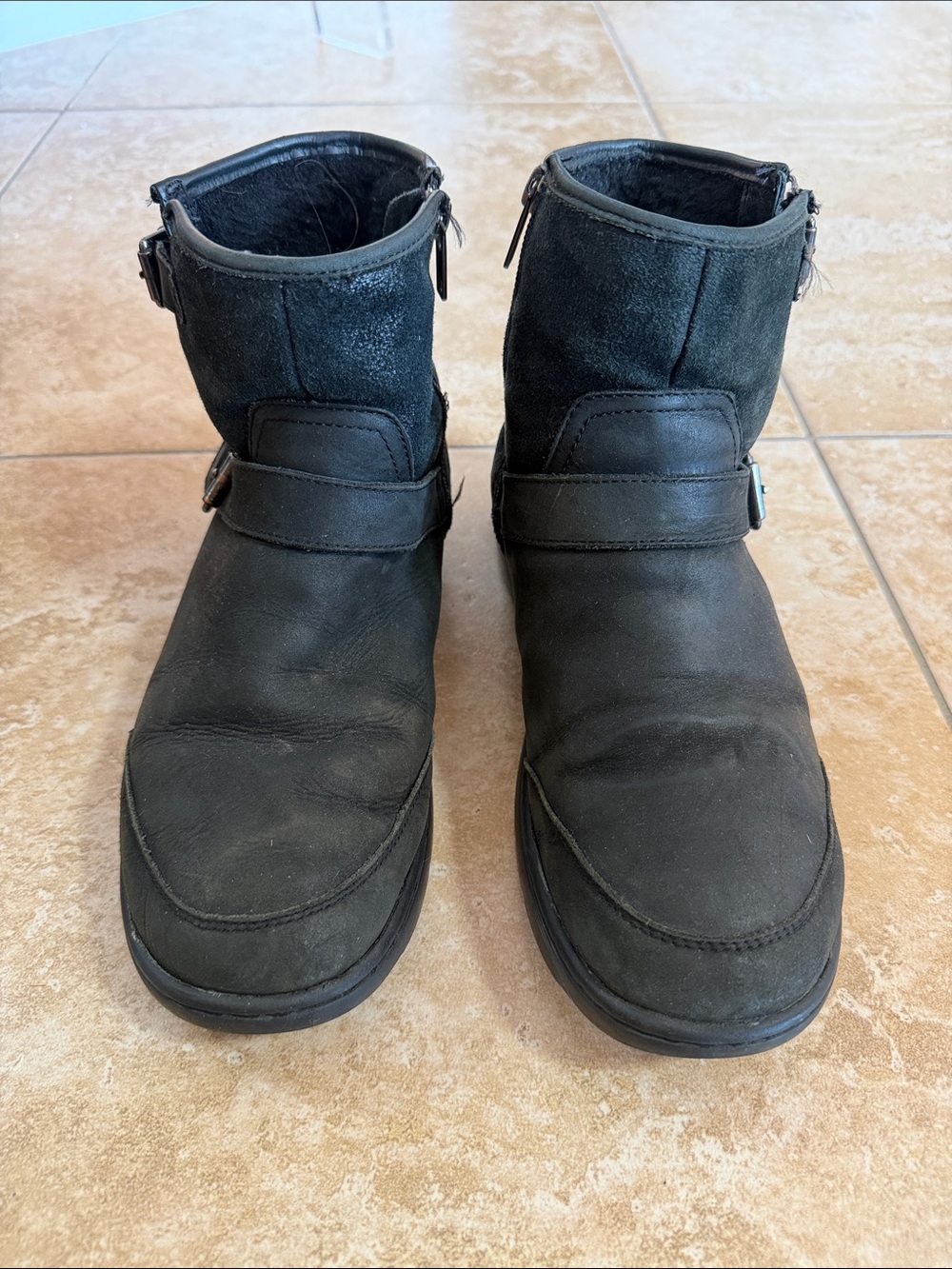 Waterproof Leather Suede and Fur-Lined Ankle Boots